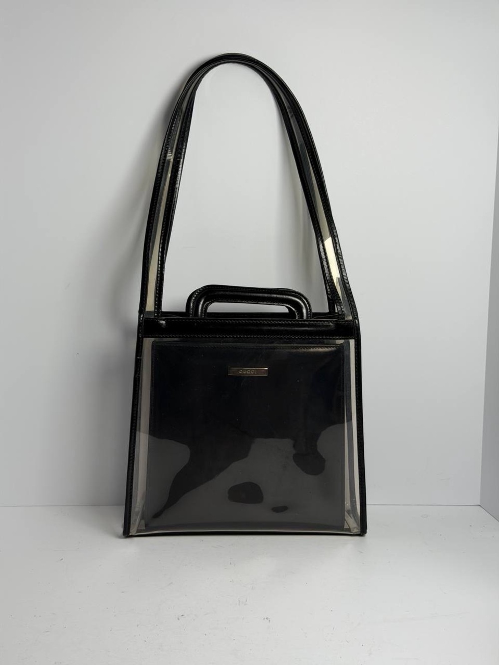 Gucci 2-in-1 Clear Vinyl and Black Leather Shoulder Bag Tom Ford Era